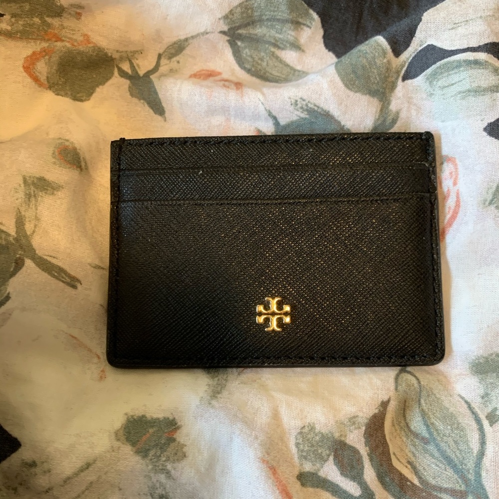 Tory Burch black leather card holder